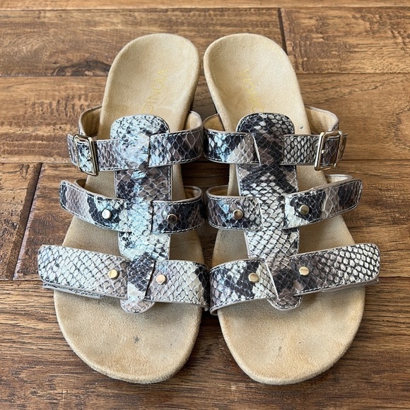 Vionic Radia Orthotic Adjustable Triple Strap Slide Wedge Sandals Size 8 - Picture 5 of 14